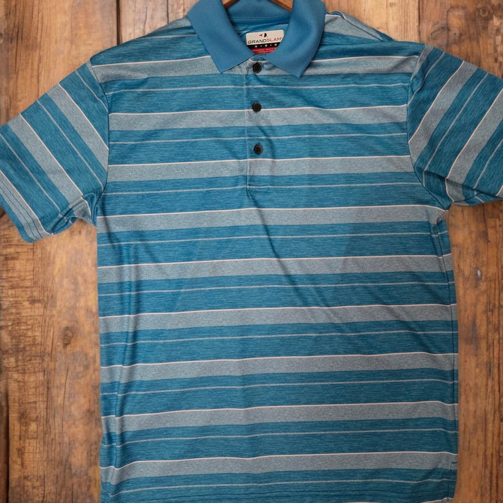 Grand Slam Blue Striped Polo Shirt